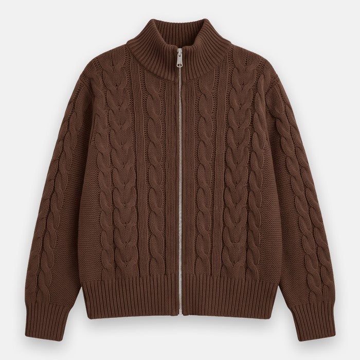 Veste Mila zippée en maille torsadée